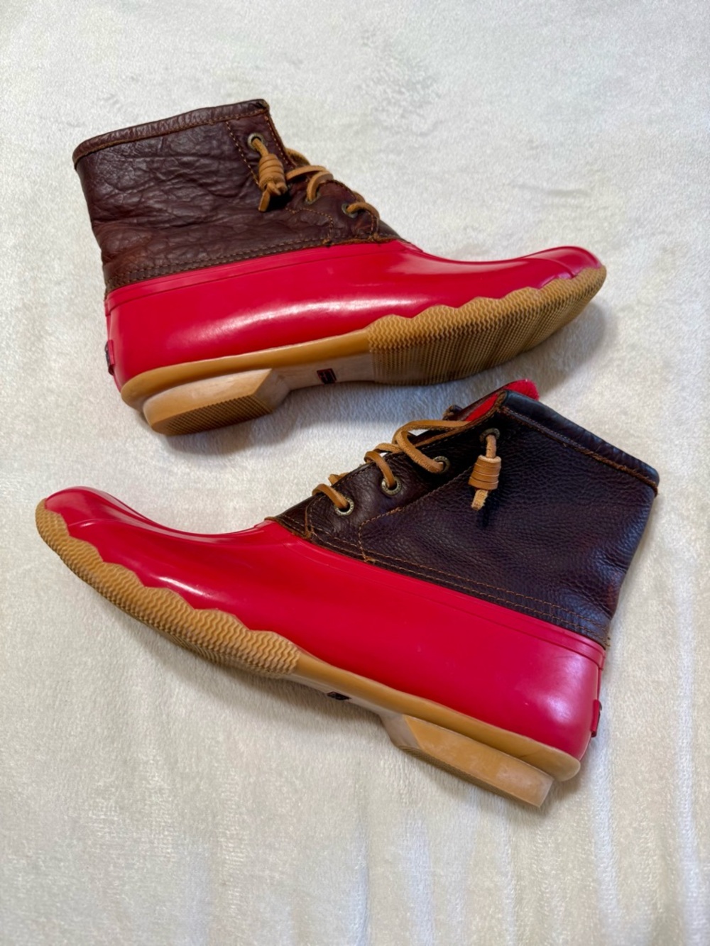 Sperry Red and Brown Women's Waterproof Duck Boots